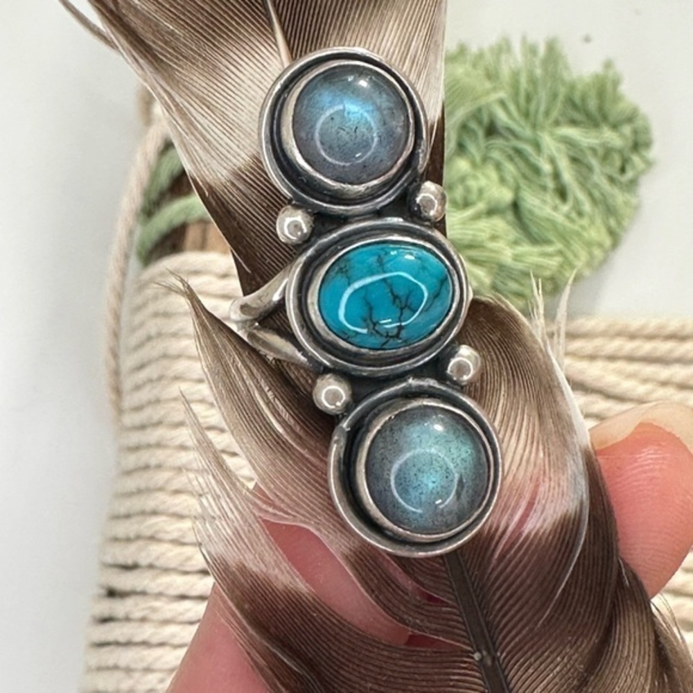 Hand Crafted Silver and Blue Statement Ring
